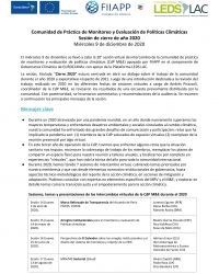 Sesión de cierre de año 2020 Comunidad de Práctica de Monitoreo y Evaluación de Políticas Climáticas