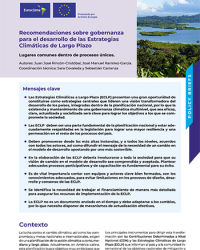 Recomendaciones sobre gobernanza para el desarrollo de las Estrategias Climáticas de Largo Plazo
